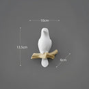 White decorbites bird resin hanger kitchen hook on wood branch