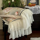 White double lace ruffles egyptian cotton bedding set bedroom