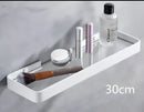 White double tier glass corner shelf with towel bar for bathroom