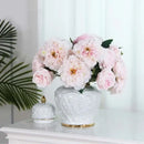 White embossed flower ceramic ginger jar – living room storage vase