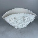 White embossed rose ceramic vase living room scalloped porcelain decor