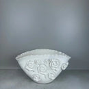 White embossed rose ceramic vase living room scalloped porcelain decor