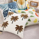 White embroidered cactus lemon pillow case living room decor
