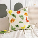 White embroidered cactus lemon pillow case living room decor