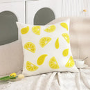 White embroidered cactus lemon pillow case living room decor
