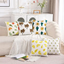 White embroidered cactus lemon pillow case living room decor