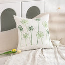 White embroidered cactus lemon pillow case living room decor