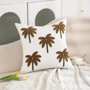 White embroidered cactus lemon pillow case living room decor