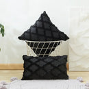 White embroidered diamond cushion cover for living room decor