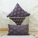 White embroidered diamond cushion cover for living room decor
