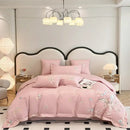 DecorBites™ Butterfly Flowers Embroidery Cotton Bedding Set, 4pcs King Queen Size.
