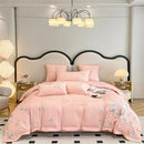 DecorBites™ Butterfly Flowers Embroidery Cotton Bedding Set, 4pcs King Queen Size.