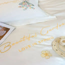 DecorBites™ Butterfly Flowers Embroidery Cotton Bedding Set, 4pcs King Queen Size.
