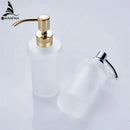 White frosted glass liquid soap dispenser bathroom gold pump