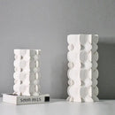 White geometric ceramic fold pattern vase living room decor