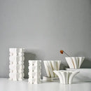 White geometric ceramic fold pattern vase living room decor