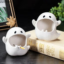 White ghost genie halloween porcelain ashtray desk decor office