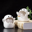 White ghost genie halloween porcelain ashtray desk decor office