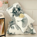 White ginkgo botanical cozy winter plush pillowcase bedroom decor