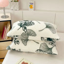 White ginkgo botanical cozy winter plush pillowcase bedroom decor