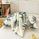 White ginkgo botanical cozy winter plush pillowcase bedroom decor