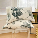 White ginkgo botanical cozy winter plush pillowcase bedroom decor