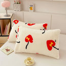 White ginkgo botanical cozy winter plush pillowcase bedroom decor