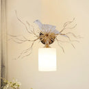 White glass bird wall lamp with led for bedroom