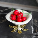 White & gold ceramic fruit plate tray bowl dining room centerpiece