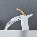 White & gold heart waterfall basin faucet bathroom sink mixer tap