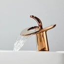 White & gold heart waterfall basin faucet bathroom sink mixer tap