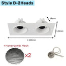 White honeycomb double head square led downlight living room fixture