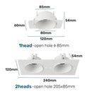 White honeycomb double head square led downlight living room fixture