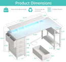 White L Shaped Desk With Monitor Stand 55 Inch LED Lighting
