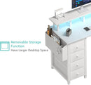 White L Shaped Desk With Monitor Stand 55 Inch LED Lighting