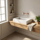 White Limestone Hidden Drain Rectangular Vessel Sink - 18"x21.4"x4" - Honed