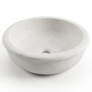 White Limestone Round Vessel Sink - 16"x16"x6" - Honed