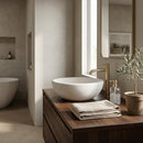 White Limestone Round Vessel Sink - 16"x6" - Honed
