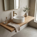 White Limestone Tapered Round Vessel Sink - 16"x6" - Honed
