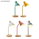 White macaron metal table light bedroom adjustable gooseneck lamp