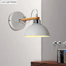 DecorBites™ White Metallic and Wood Wall Sconce for Bedroom - Simple Style, Bowl-Shaped Light Fixture.