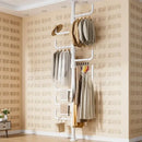 White multi tiered ladder clothing storage hanging rail bedroom