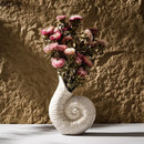 White nautilus conch ceramic vase for bedroom and office decor