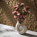 White nautilus conch ceramic vase for bedroom and office decor