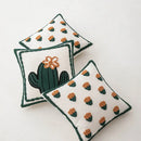 White & orange cactus embroidery throw pillow cover living room decor