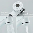 White plastic kitchen sink faucet with curved spout and single lever