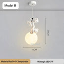 White plush bear moon pendant lamp for nursery room