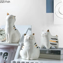 White porcelain cat vase with gold trim living room decor ornament
