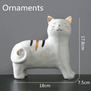 White porcelain cat vase with gold trim living room decor ornament