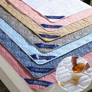 White quilted star pattern waterproof bed protector pad bedroom